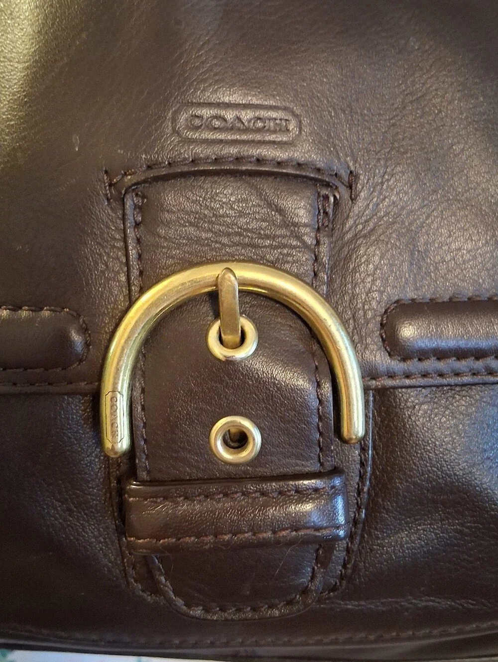 EUC Vintage Y2K Coach Campbell Brown Leather Caryall Satchel Handbag Purse